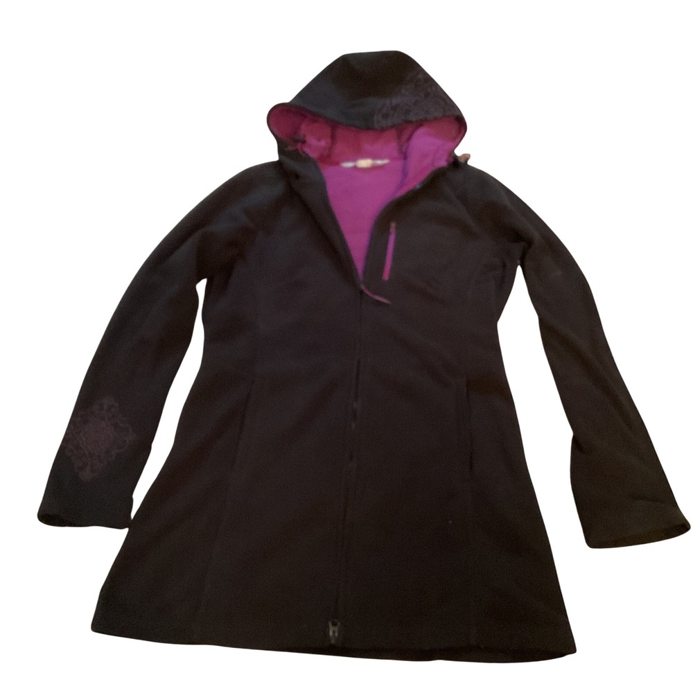 Athleta Womens Black Purple Fleece Full Zip Long Hoodie Jacket Small